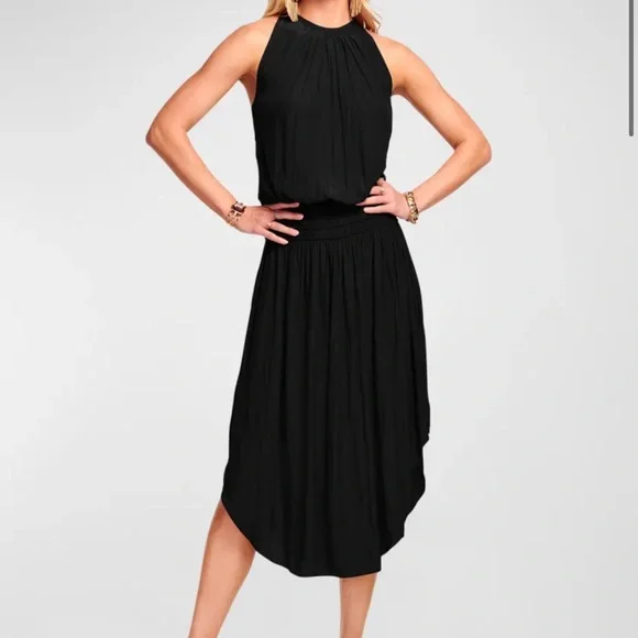 Ramy Brook Black Audrey Blouson Midi Dress NWT - Picture 1 of 9